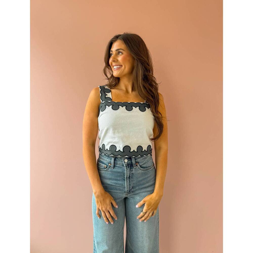 NEW CAMELLIA jodi tank in white/ blue